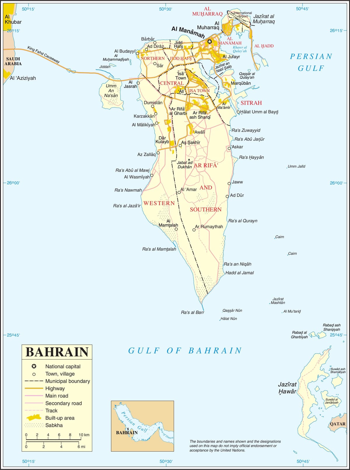 Bahrein politikai térkép